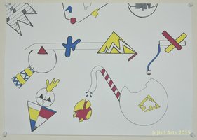 Interprétation de Piet Mondrian : Gouaches en aplat.